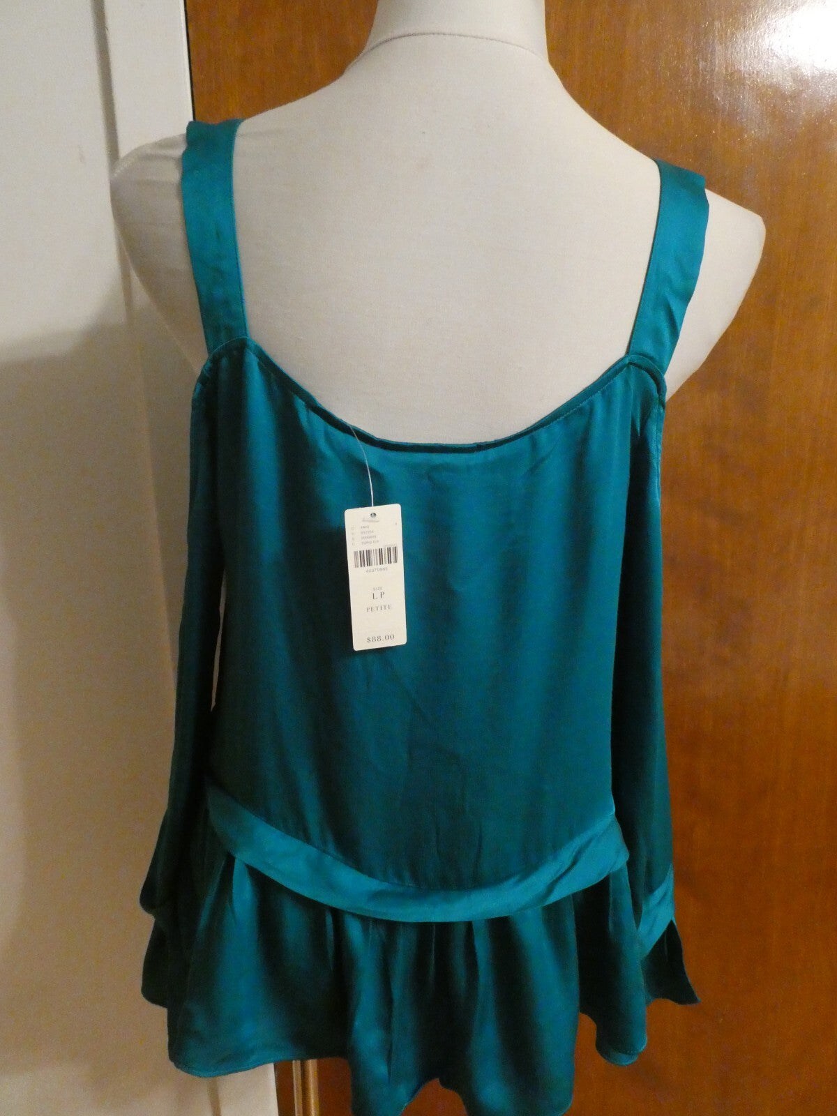 ANTHROPOLOGIE MAEVE Green Open Shoulder Blouse Top LP