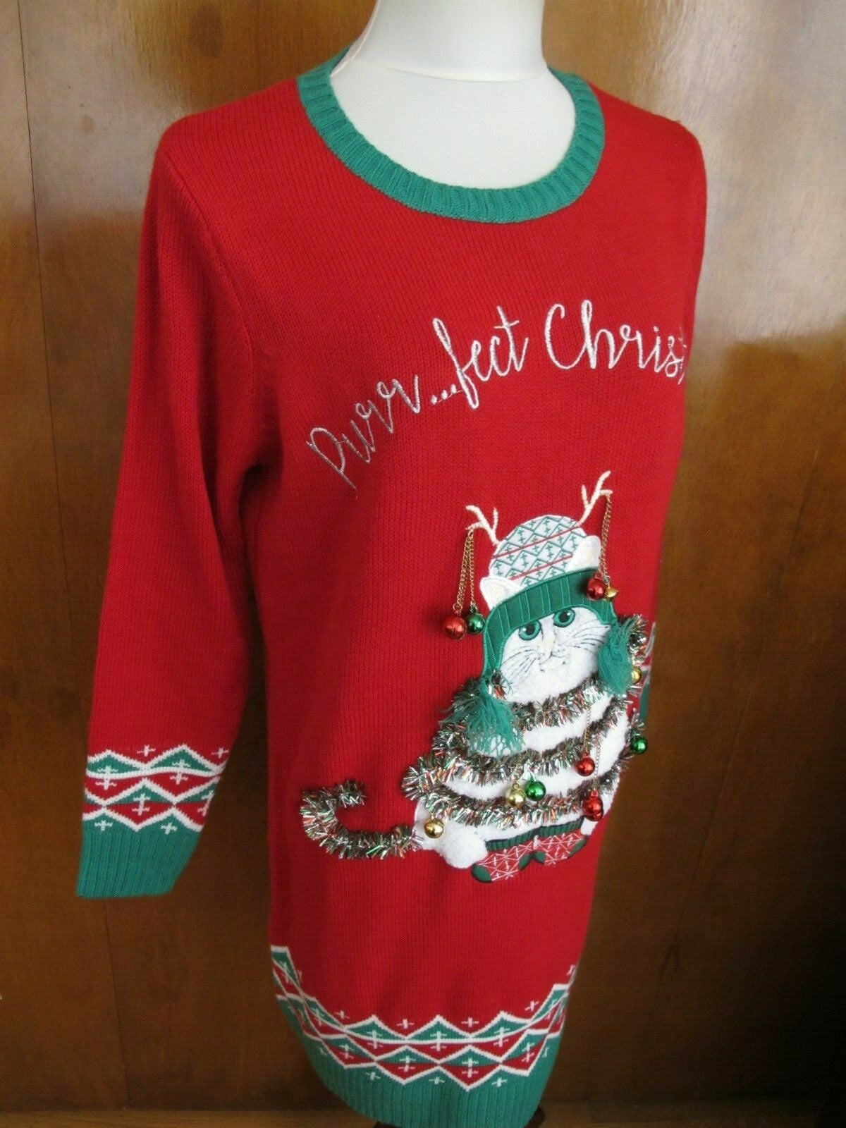 Reference Point Women's Red Christmas Sweater Dress Large