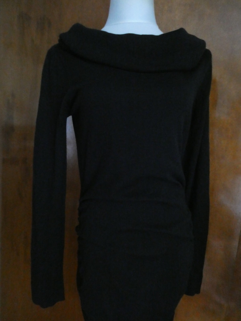 Rachel Roy women's stylish detailed black cowl neck long sleeves dress New
