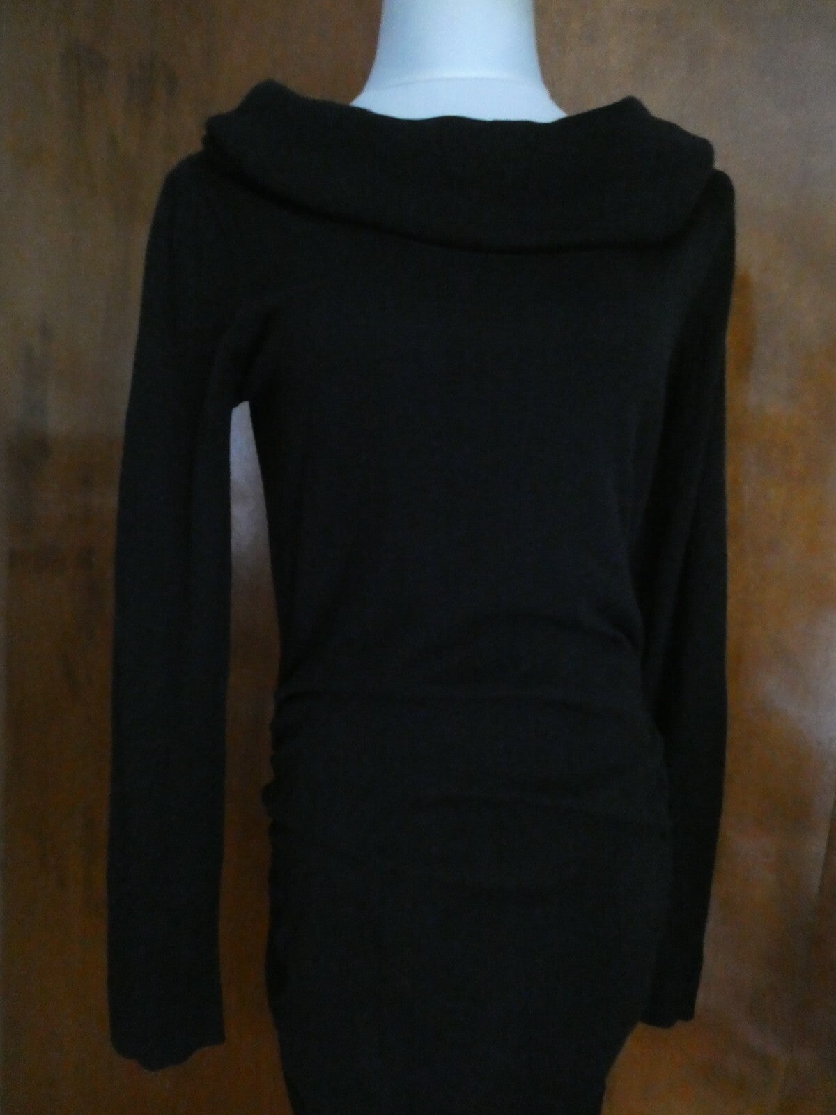 Rachel Roy women's stylish detailed black cowl neck long sleeves dress New