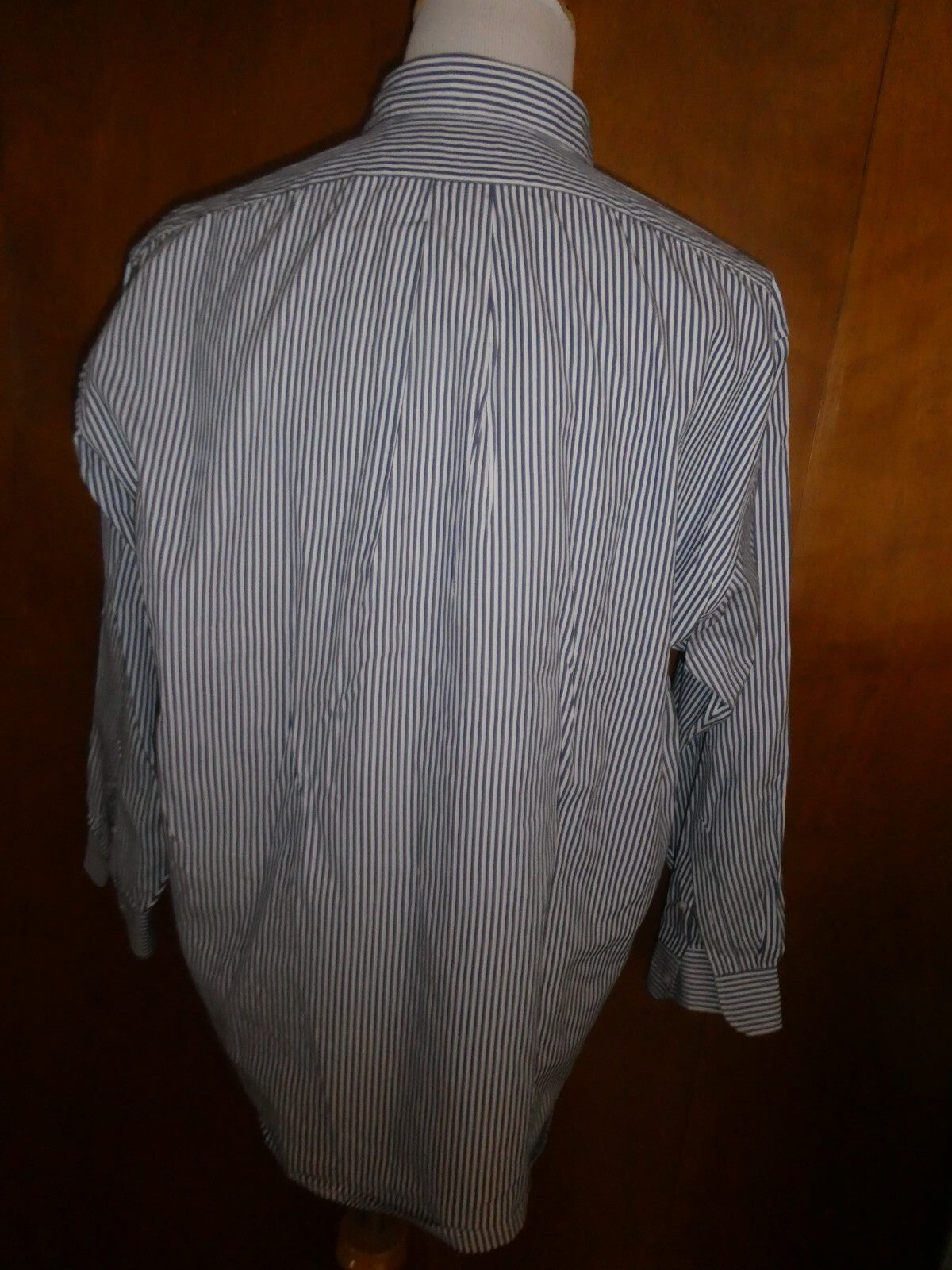 J. Crew Blue Striped Men's Long Sleeve Button-up Cotton Shirt Size 17-34