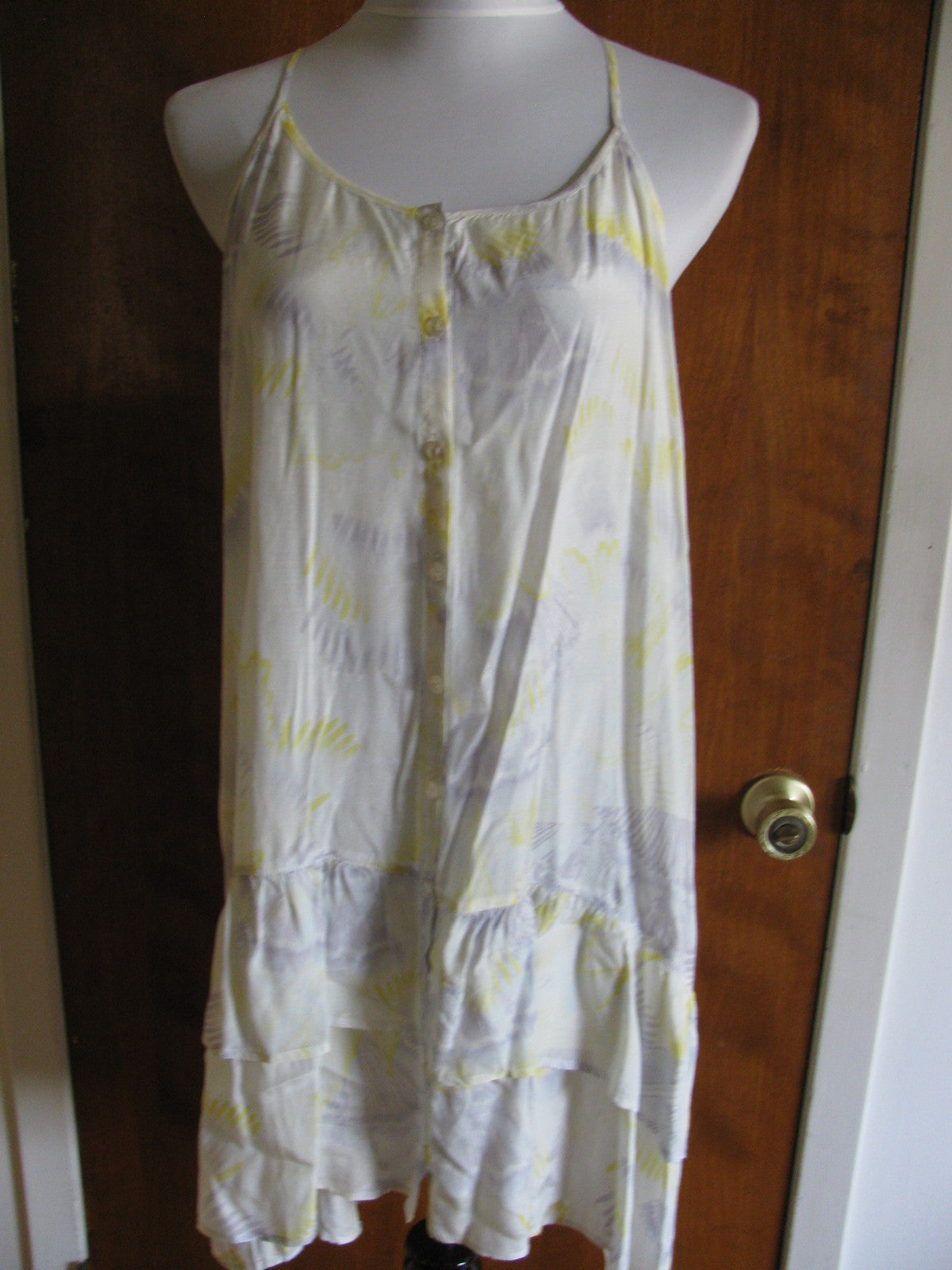 Free People women's ivory comb print sheer dress large 