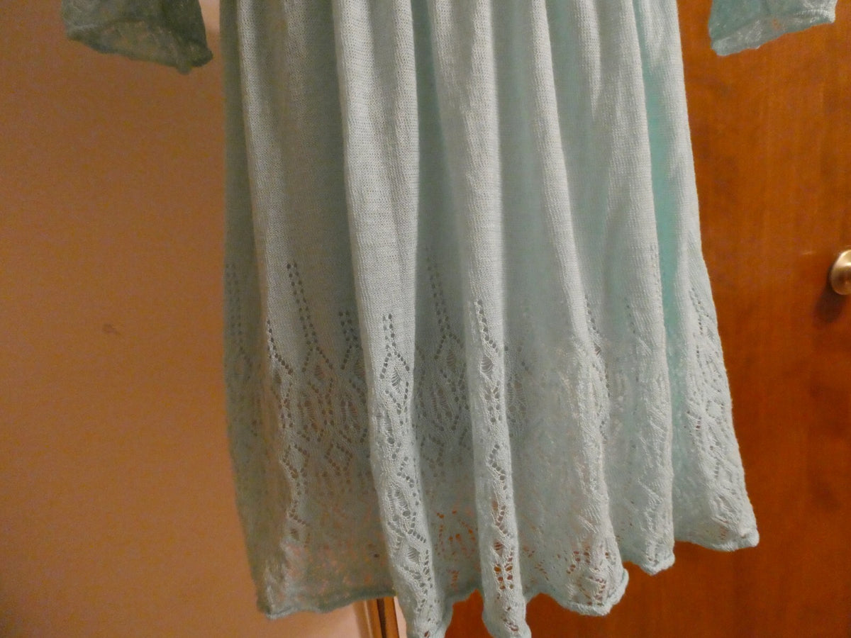 Free People White Open Knit Tie Front Blue Arctic Cardigan Large