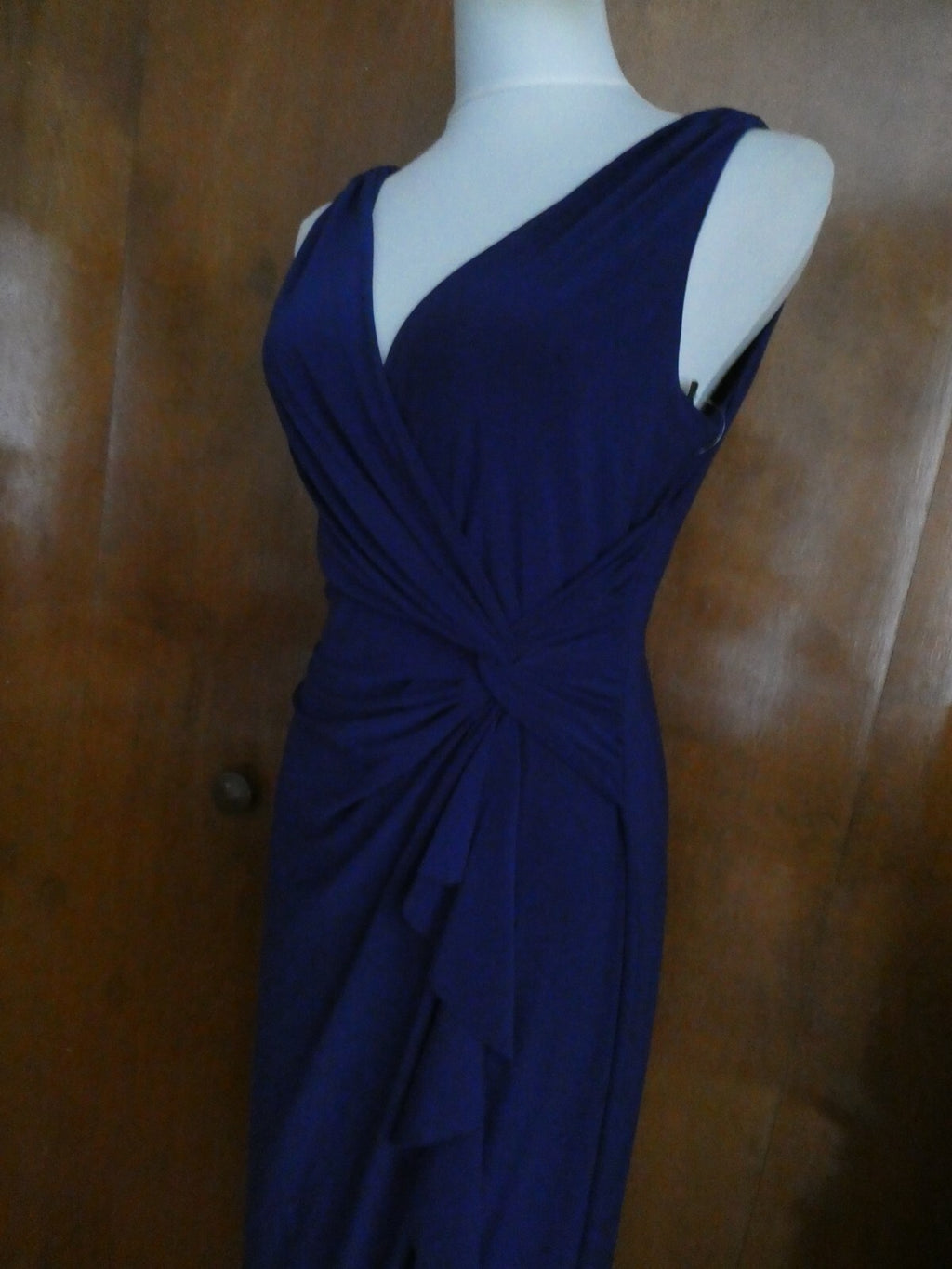 Ralph Lauren women’s maxi blue lined dress 12P 