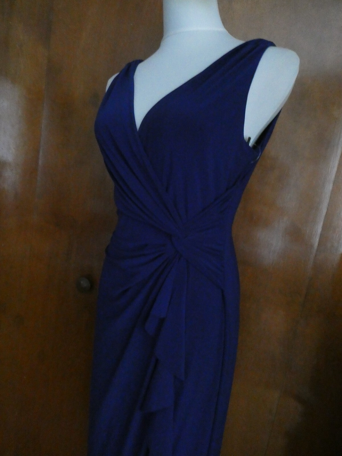 Ralph Lauren women’s maxi blue lined dress 12P 