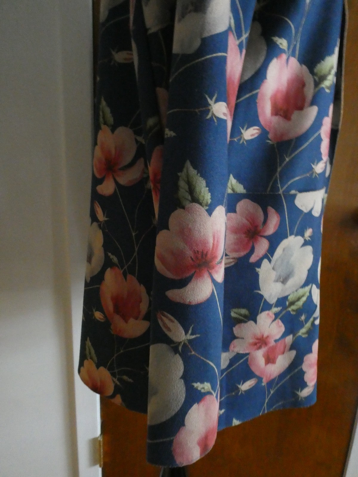 Solitaire Women's Small Floral Blazer Blue Pink Open Front Polyester Jacket