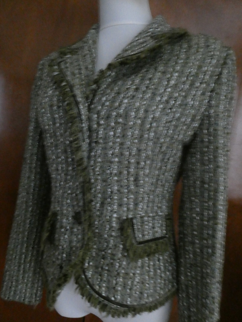 Vertigo Women Stylish Green Lined Blazer Size Large (Fits Medium) Made in France