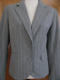 New York&Co Women's Stretch Gray Striped Blazer Size 12 New