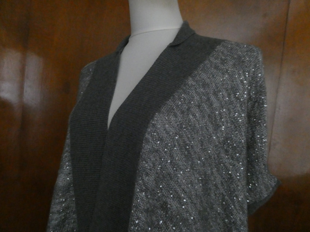 Ann Taylor Loft women's gray cotton/viscose stylish open front cardigan Small