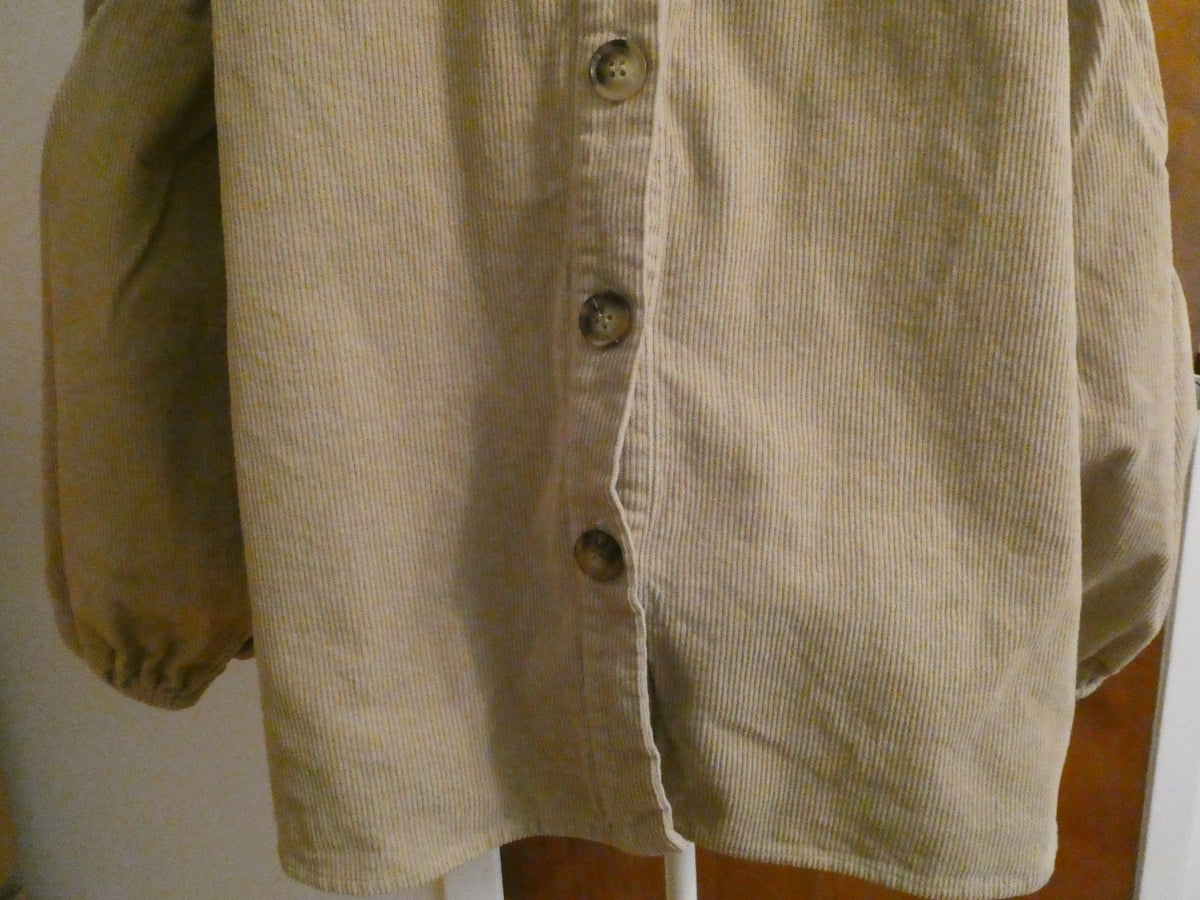 Chic Soul Tan Corduroy Shacket Jacket Plus Size 1X Balloon Sleeve Cotton Comfort