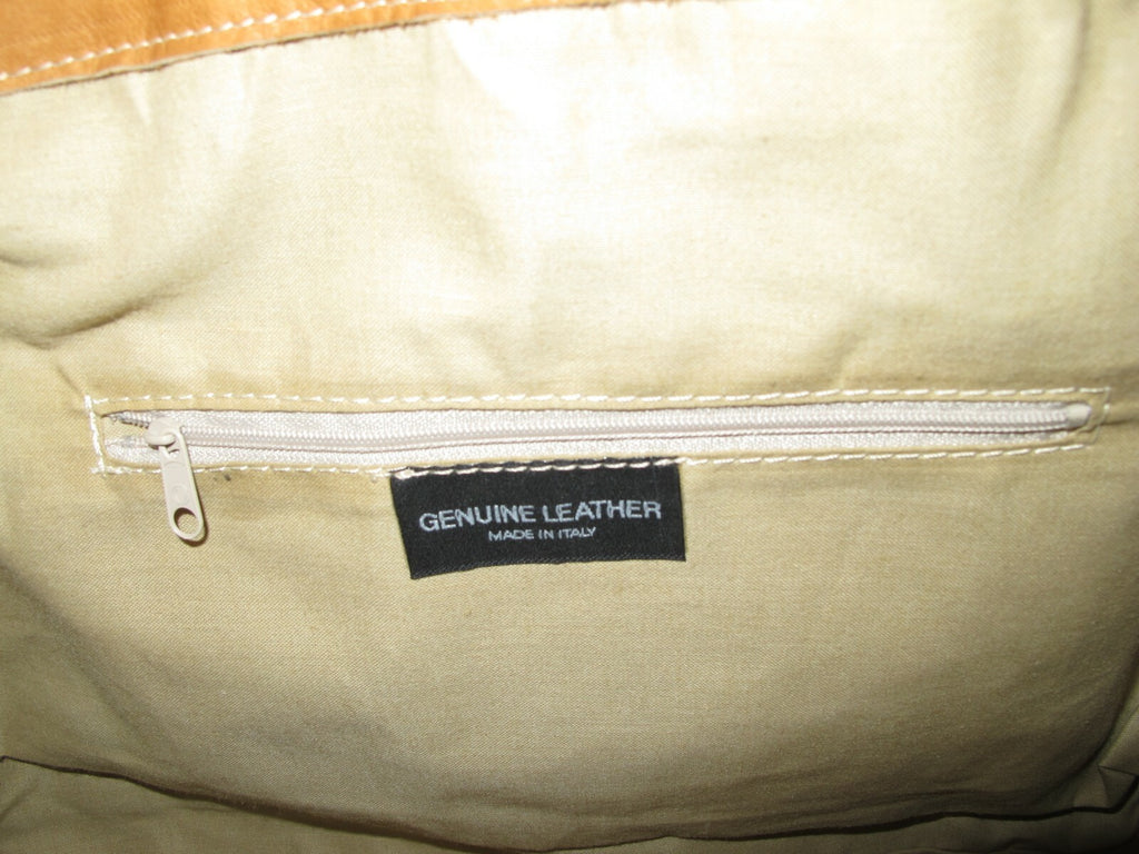 Regina Boho womens brown genuine leather slouch bag Large Handbag Made in Italy