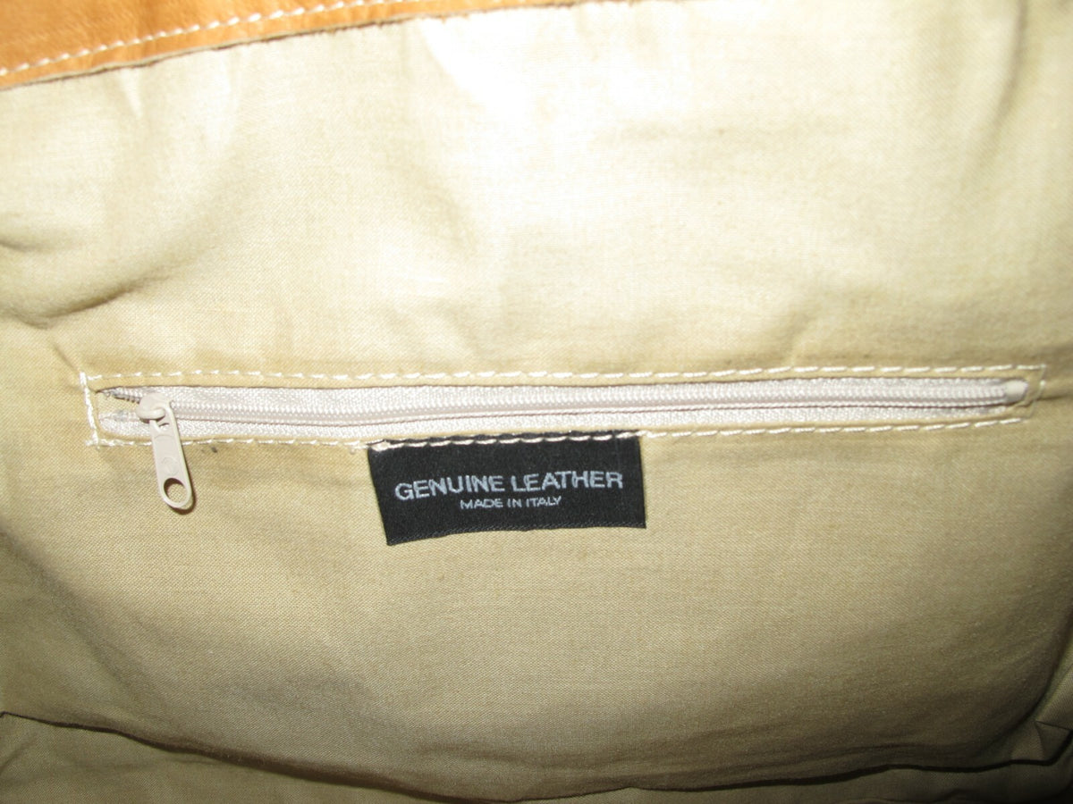 Regina Boho womens brown genuine leather slouch bag Large Handbag Made in Italy