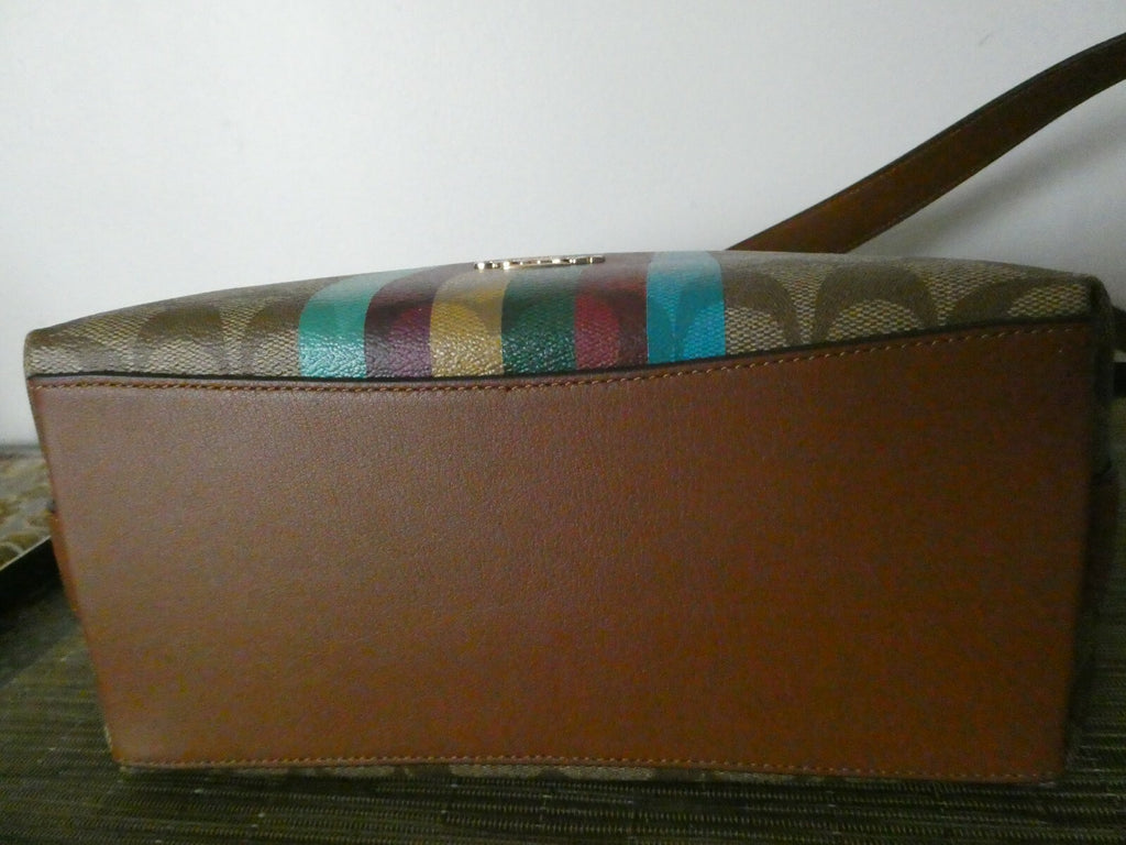 Coach Val Duffle In Signature Canvas With Stripe Handbag Style C5641