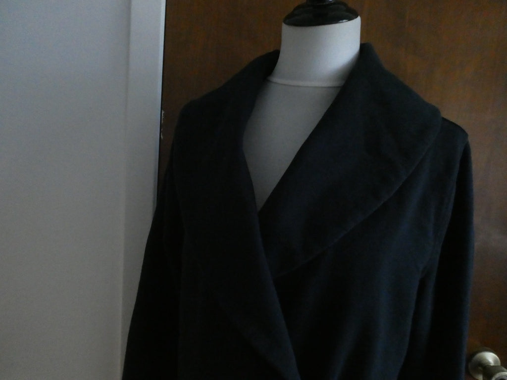 Lauren Jeans Co Black Cotton Wrap Jacket Shawl Collar Belted Women's XLarge