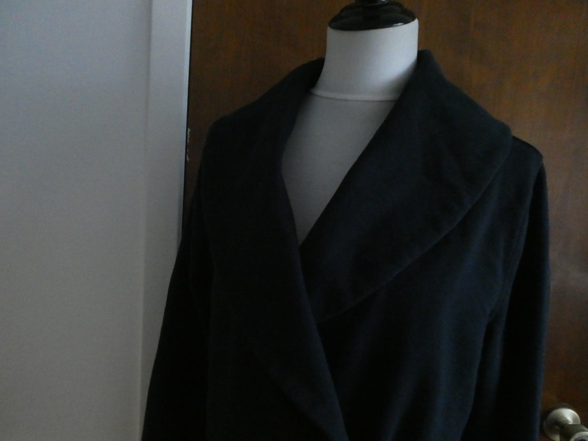 Lauren Jeans Co Black Cotton Wrap Jacket Shawl Collar Belted Women's XLarge