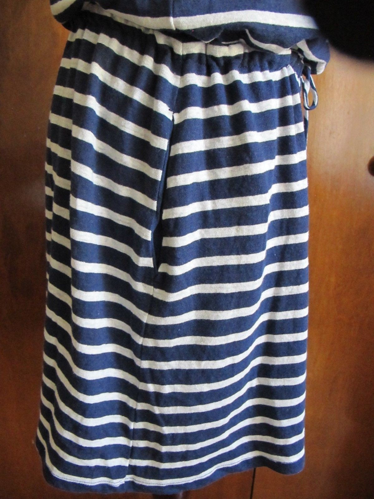 Gap women's blue white cotton linen stripped dress New