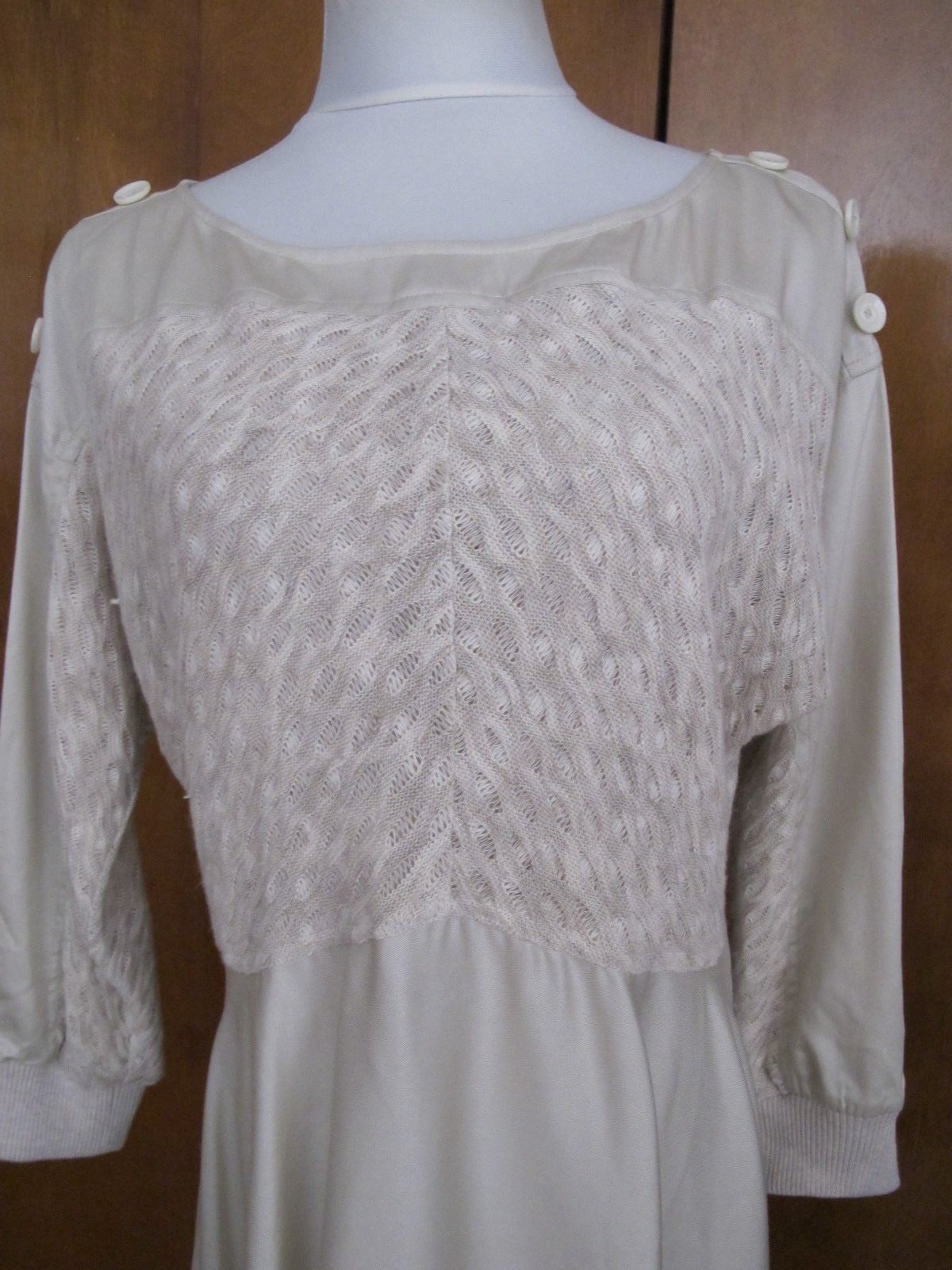  Anthropologie Women’s Beige Detailed Long Sleeves Dress  New