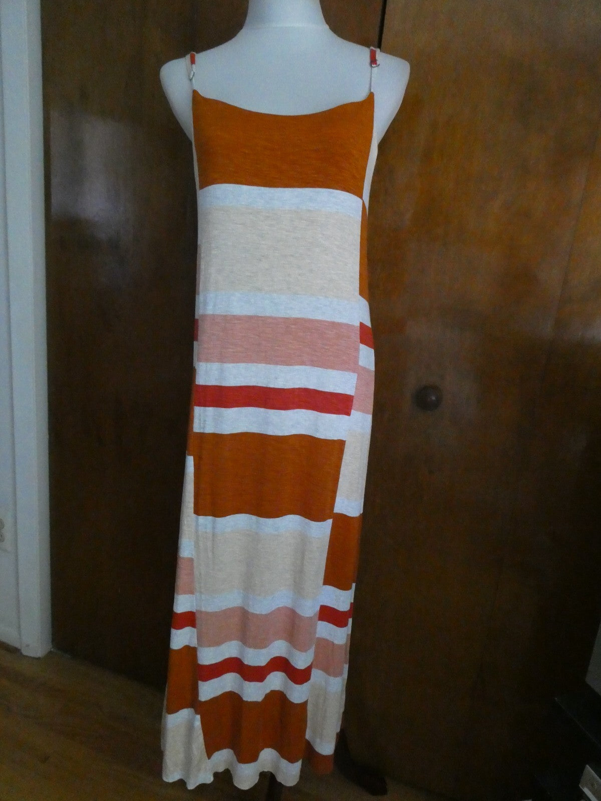 Anthropologie Dolan Multicolor long Lined Spagetti Straps Dress Size Large