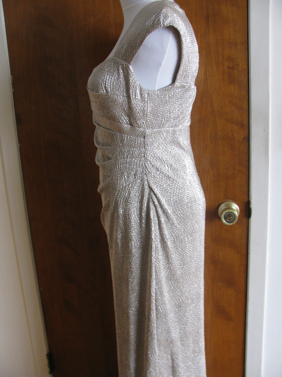 Lauren Ralph Lauren Women’s White Gold Evening Maxi Dress 