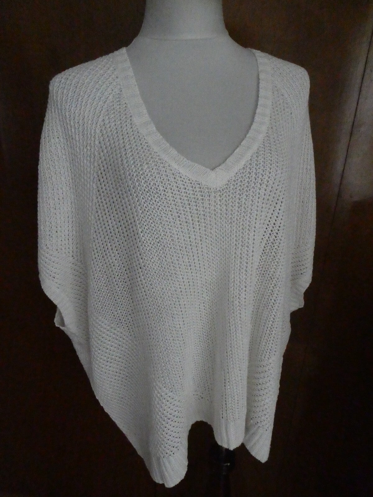 Polo Ralph Lauren Women's crochet linen white stylish dolman sleeve sweater XL