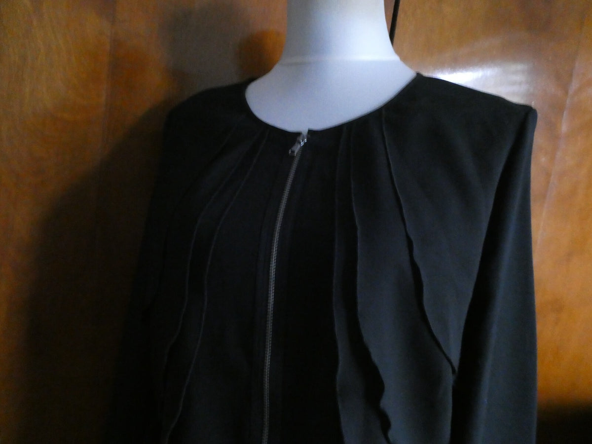 Gap Women's Black Evening Detailed Full Zipper Lined Blazer Size Large