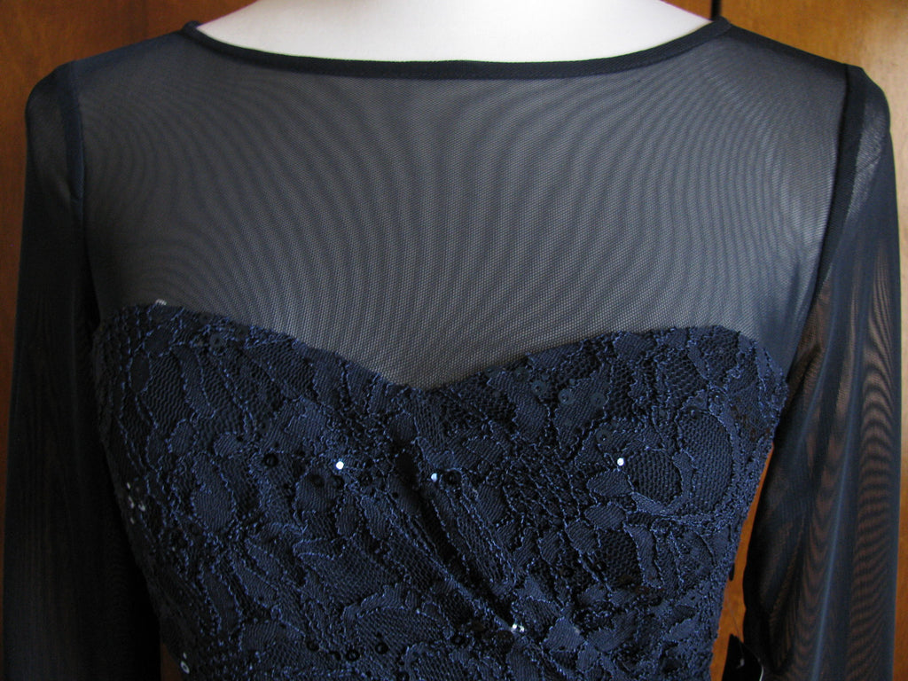 Ralph Lauren women dark blue sequin sparked floral lace evening maxi NWT dress 2