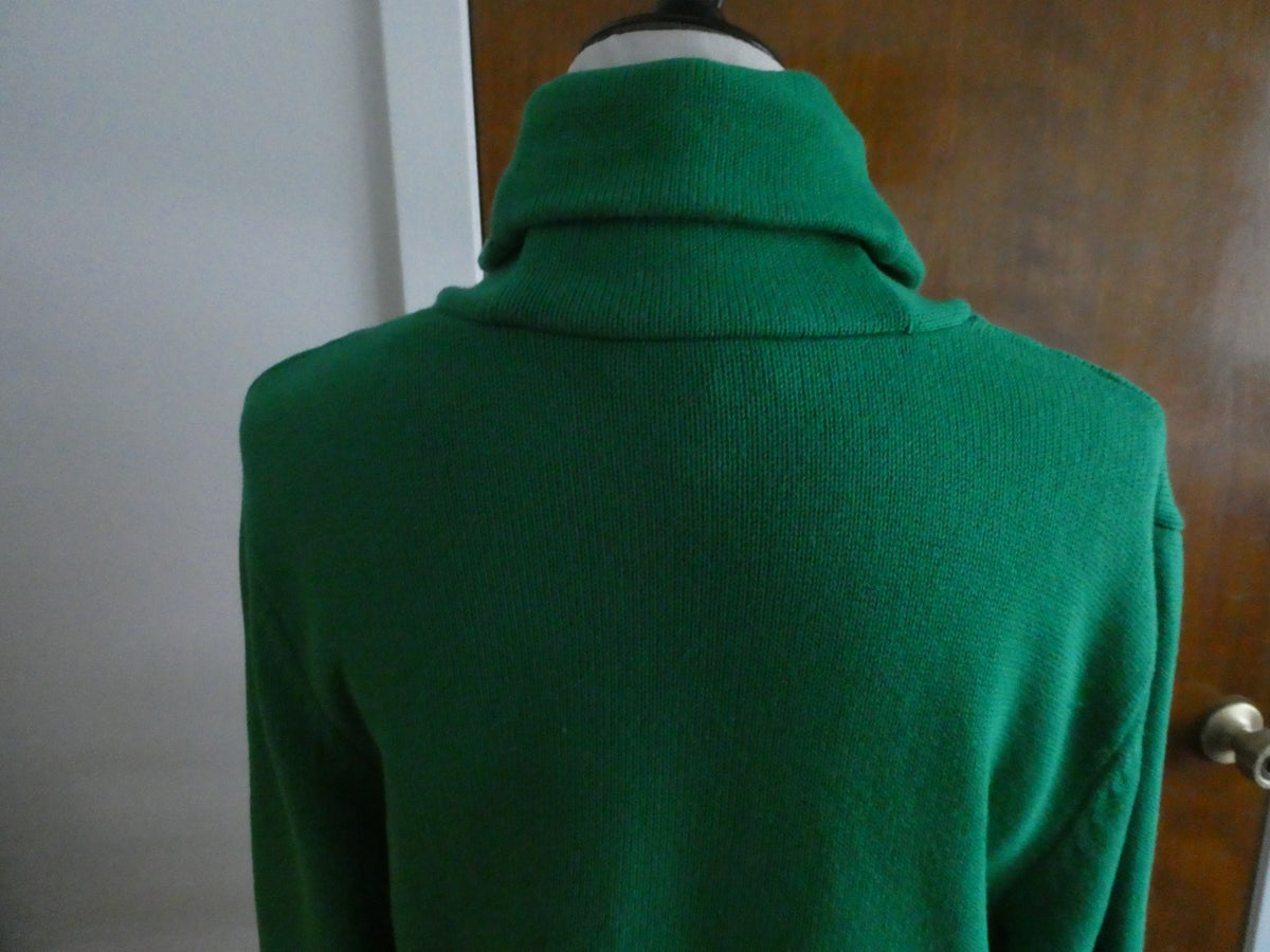 Ralph Lauren Women’s XL Green Shawl Collar Toggle Sweater 100% Cotton EUC