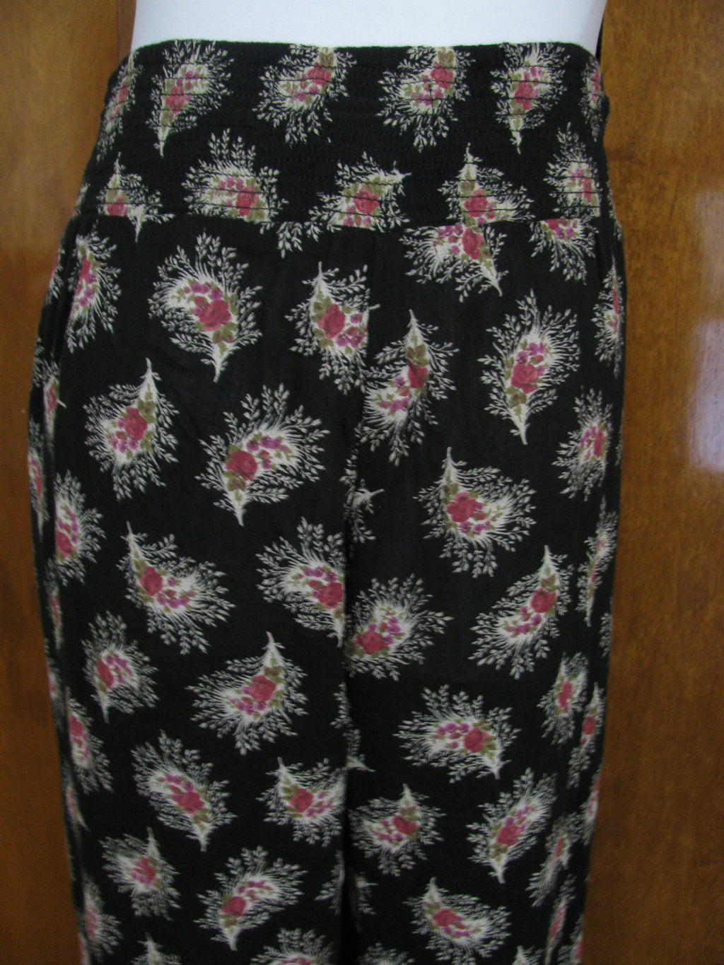 Denim & Supply Women’s Black Floral Cotton Wide Leg Pants 