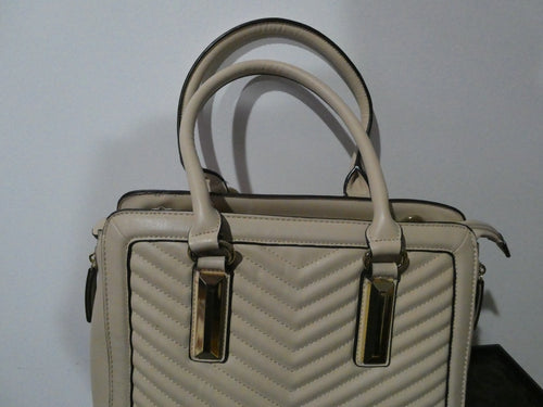 ALDO Women Quilted Taupe Satchel Purse Shoulder Handbag 14” x 10” x 7”