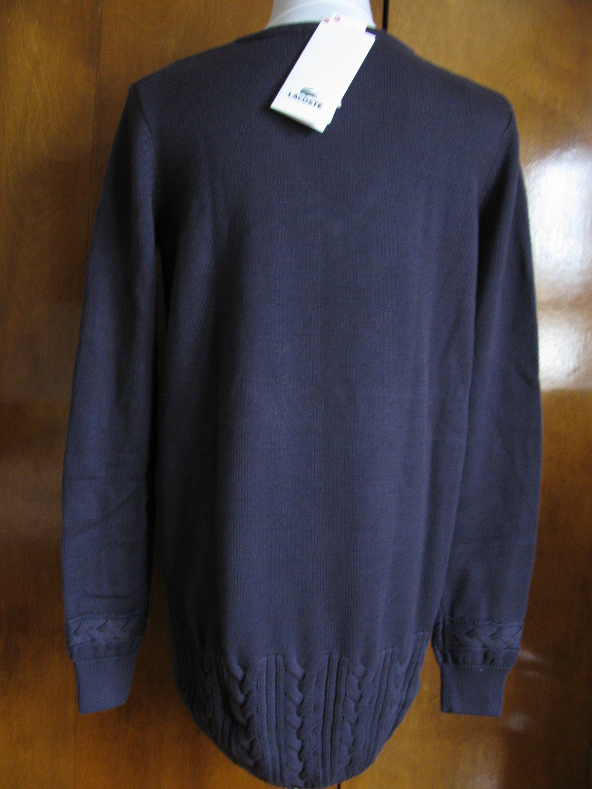 Lacoste Womens Marabout Detailed Cotton V-Neck Long Sweater 40 US 8 New