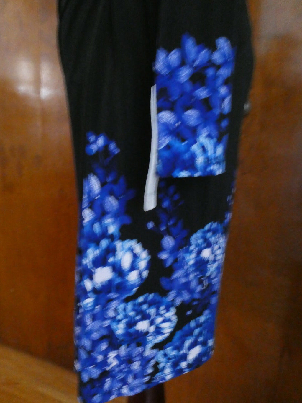 Ralph Lauren women black/blue floral lined stylish gathered long sleeve dress  