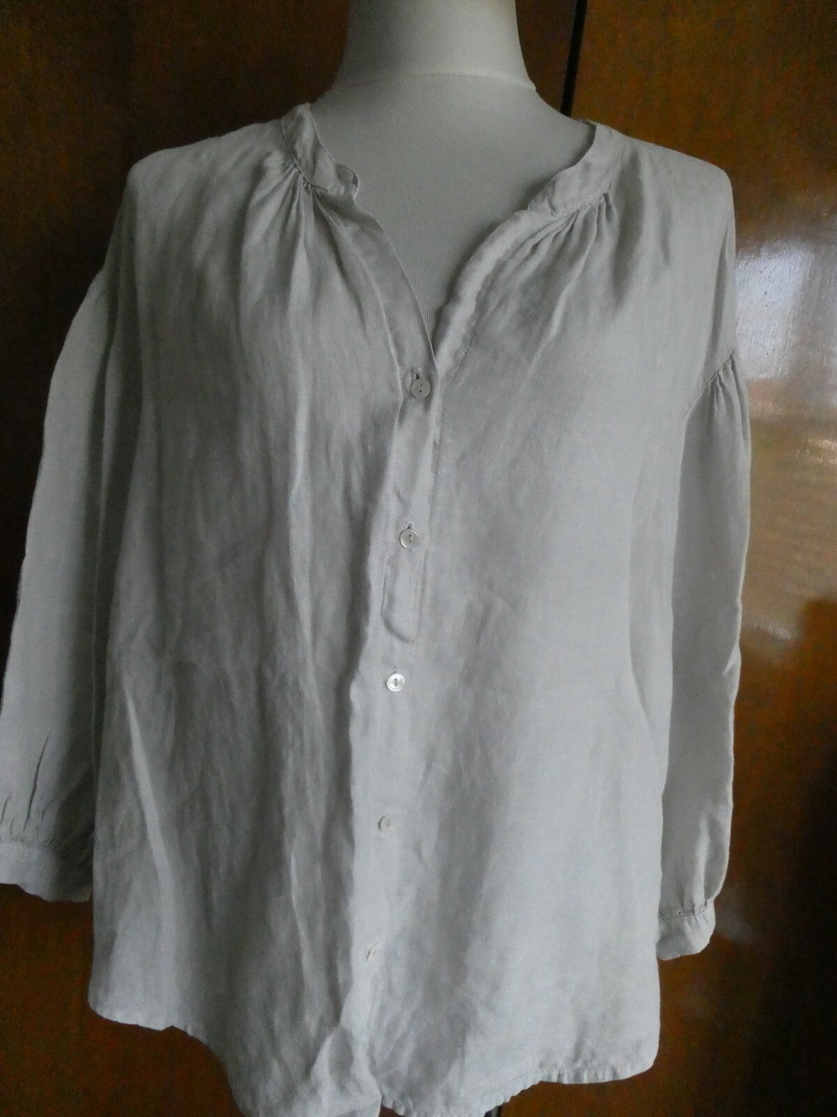 Velvet women's long sleeves linen gray stylish top Size medium
