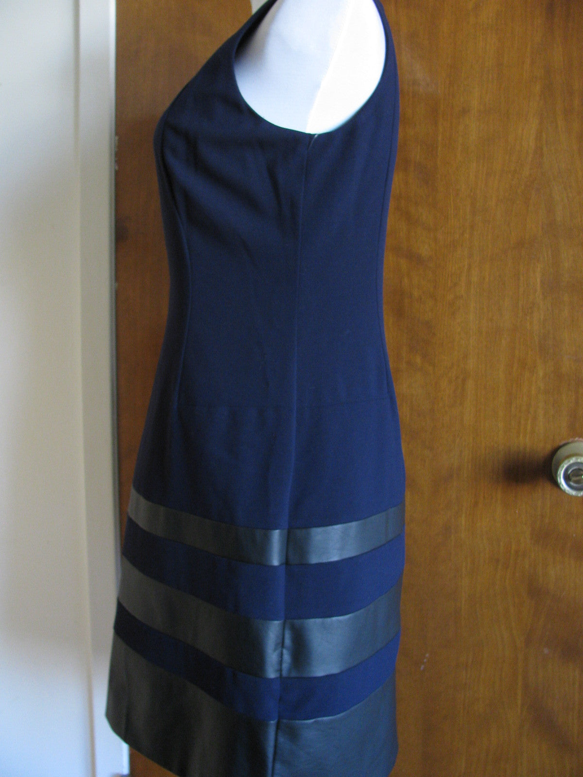Ralph Lauren women's navy black leather insert dress 6P new