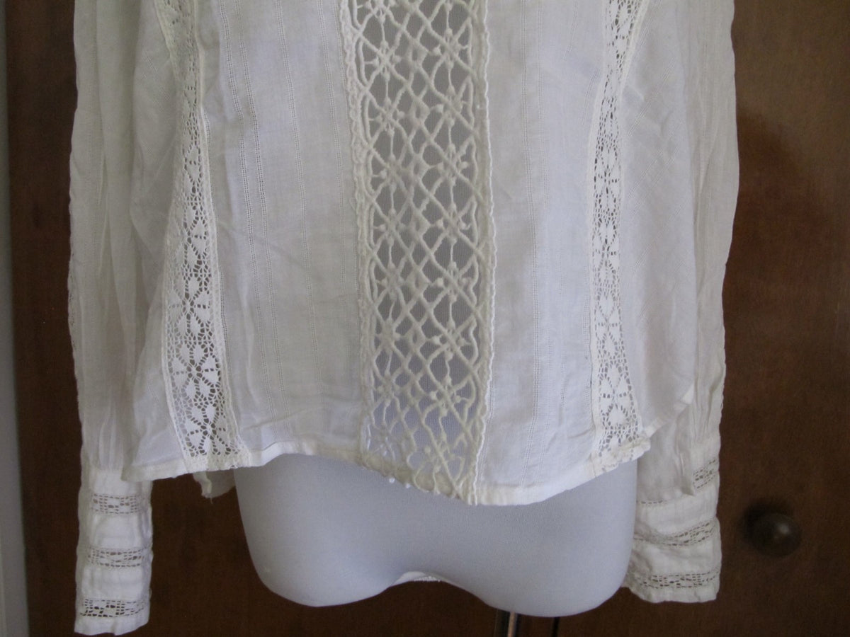 Free People women's ivory cotton crocheted top size Medium 