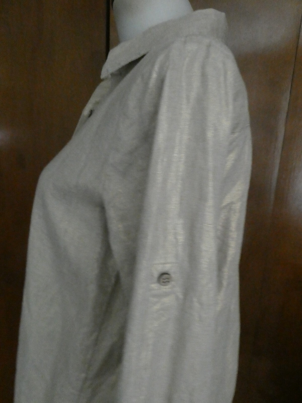 Kate Hill Woman LINEN Button-Down Shirt Top Glimmer Color Size Small