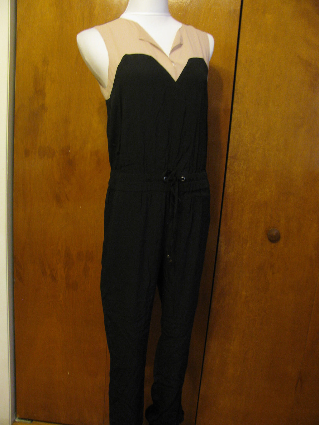 Rachel Roy women's black/beige gorgeous viscose jumpsuit size small New