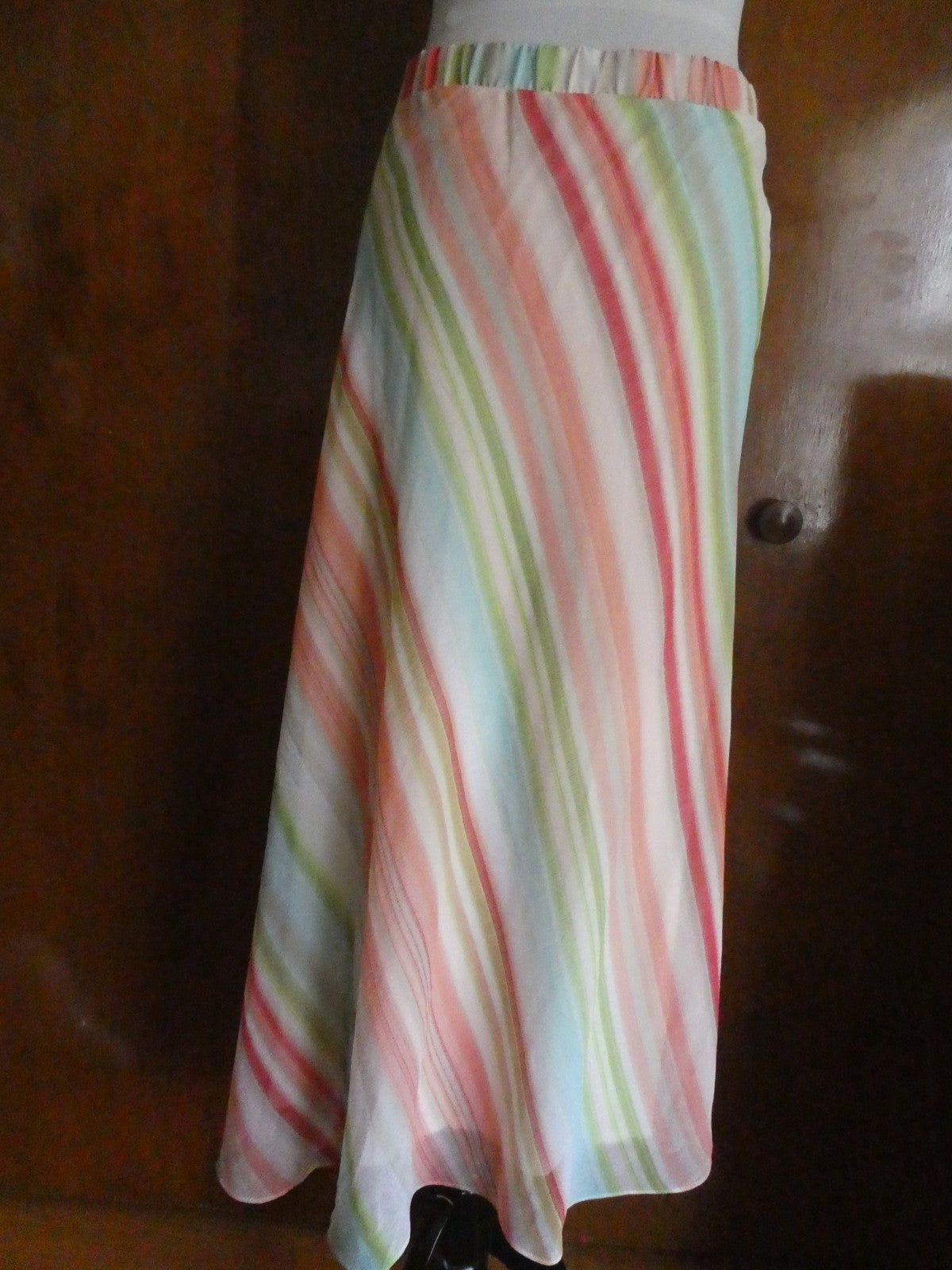 Chico’s Skirt Size 3, US XLarge Striped Maxi Long Lined Elastic Waist Side Slits