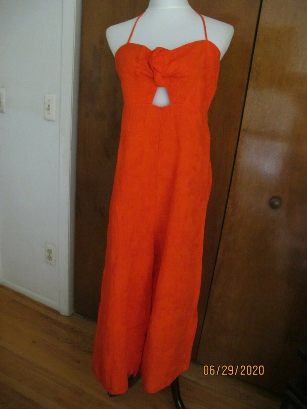 Anthropologie Elevenses Women's Red Linen Blend Jumpsuit 12