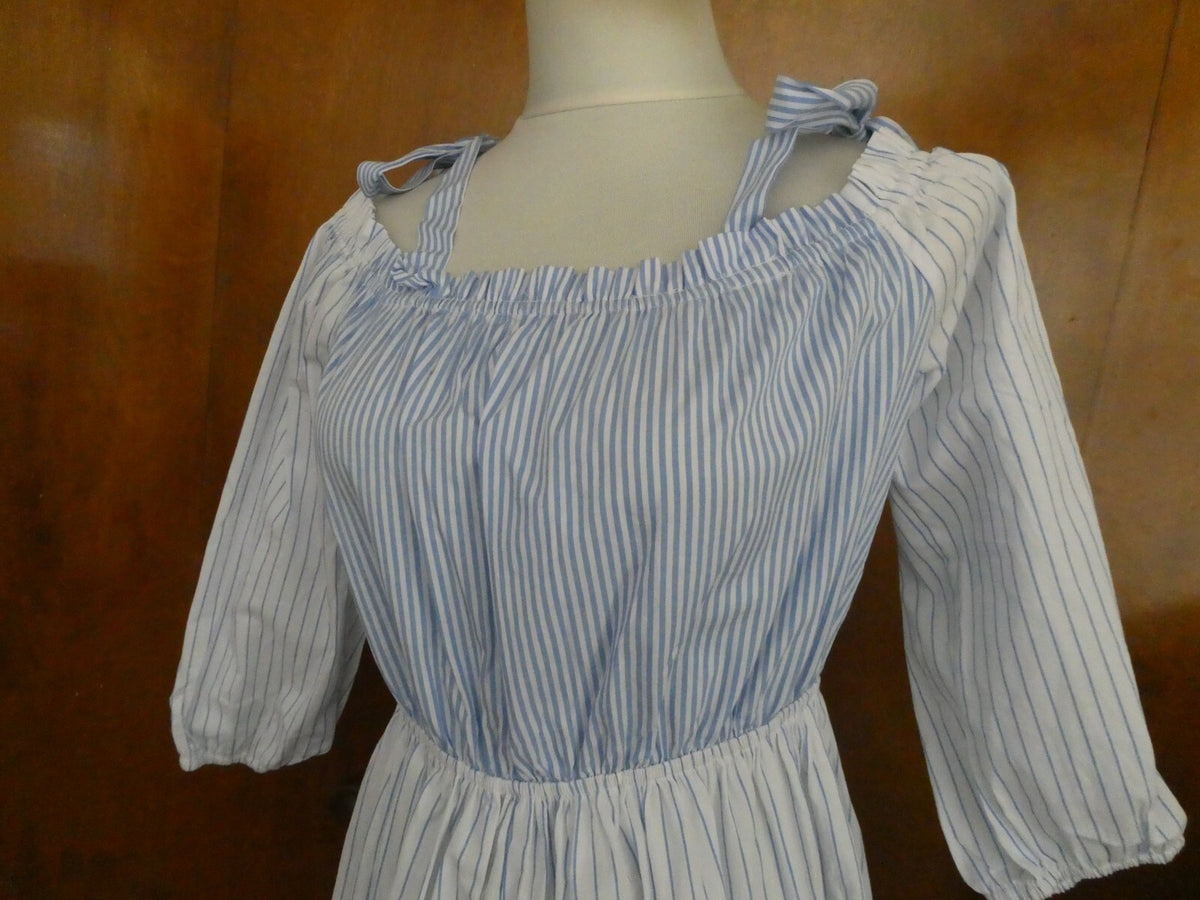 Anthropologie Line + Dot Open Shoulder Blue Striped Dress Size M, L