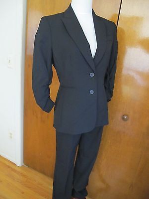 Tahari Asl Women's Black Guttered Sleeves Pant Suit Set 6 NWT