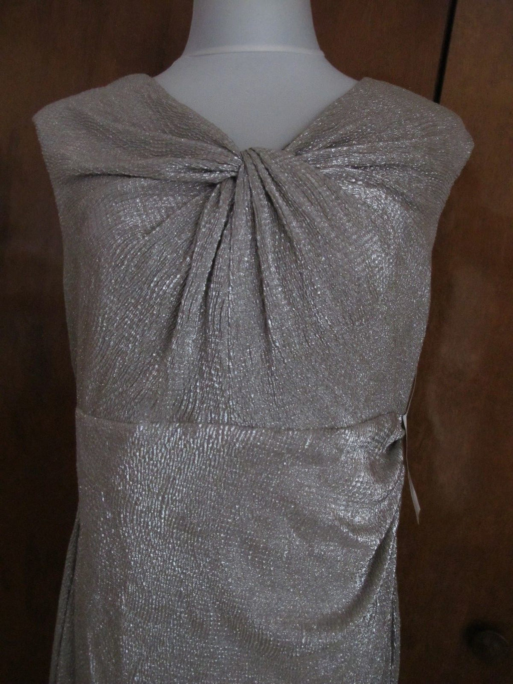 Ralph Lauren Women's White Gold Detailed Lined Evening NWT Dress size 16