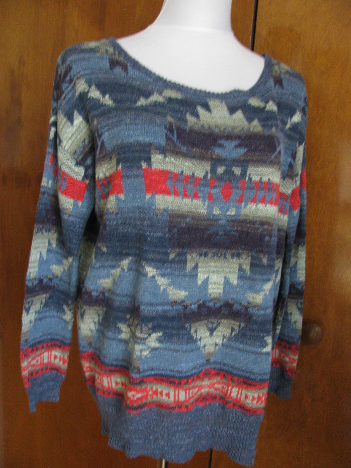 Denim & Supply Ralph Lauren women’s blue red cotton long sleeves sweater Small