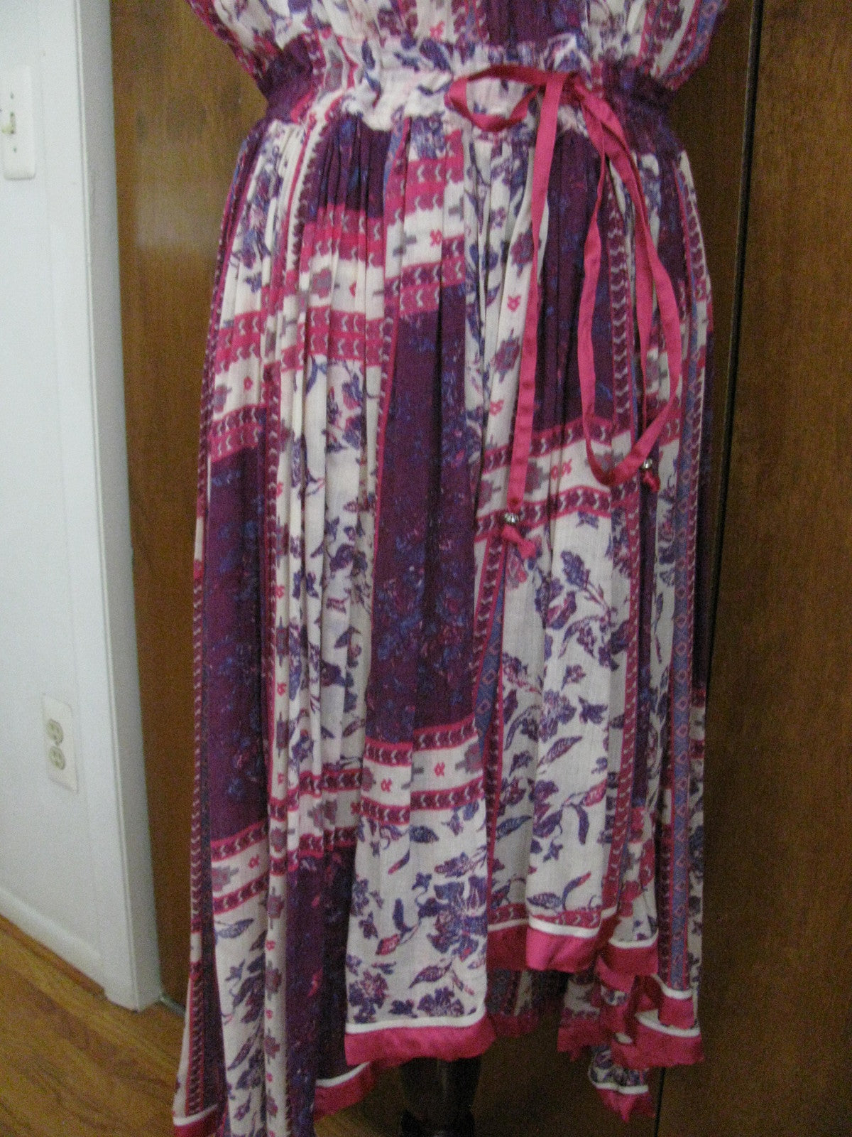 Free People women’s multi color asymmetrical hem NWT soft rayon dress size Large