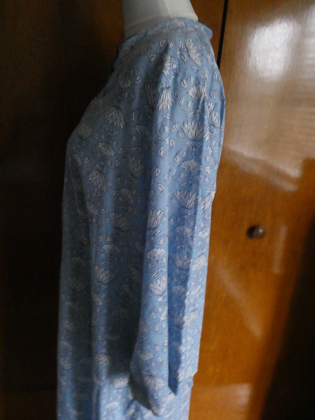Tucker Nuck Maxi Dress XL Blue Floral 100% Cotton Soft Boho Lounge Caftan