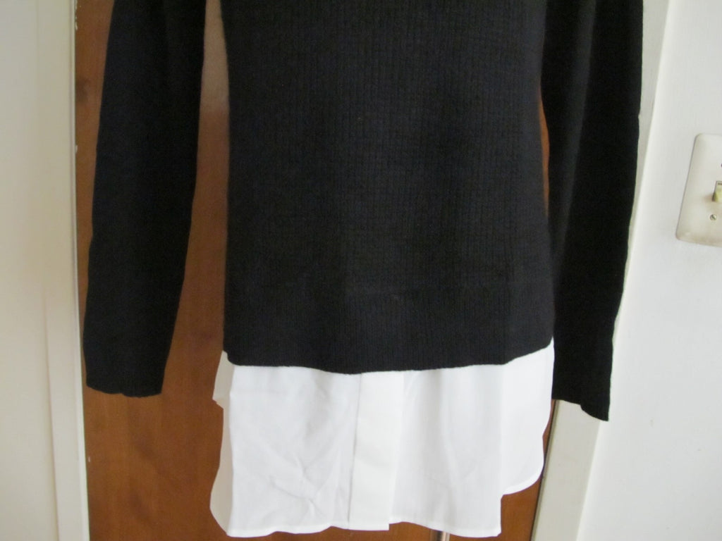 By Bloomingdale's Sweater Black Long Sleeves Layered Look Cashmere Women's L New