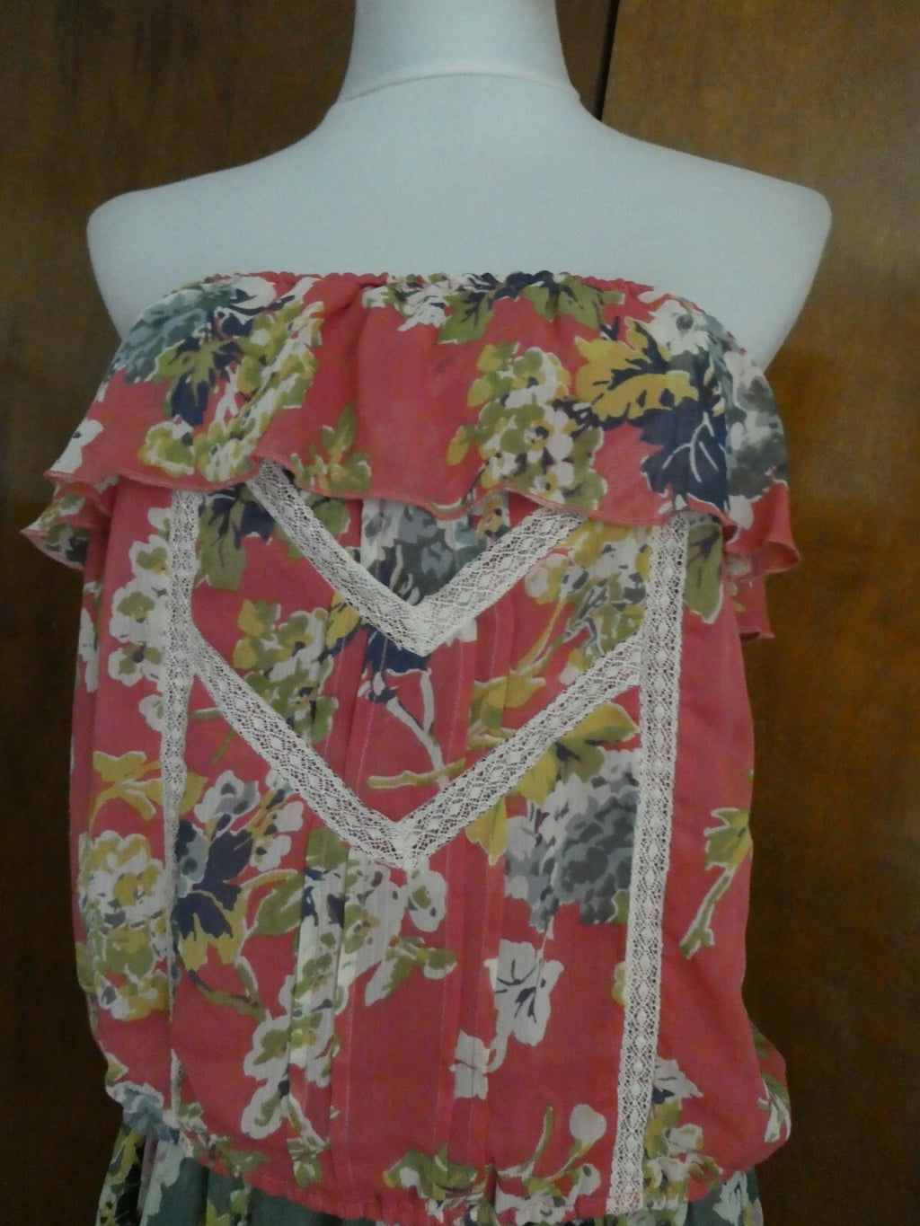 Denim & Supply Ralph Lauren Printed Tunic Top Off Shoulder Floral Large