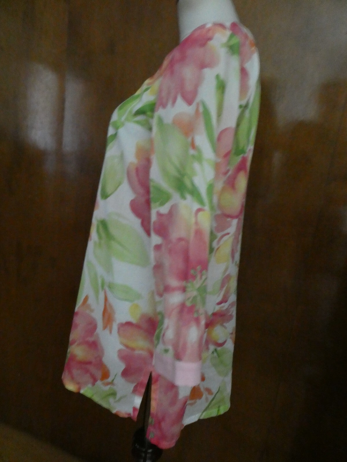 Jones New York Signature Women's Tunic Style Pink/Green Soft Cotton Top Large