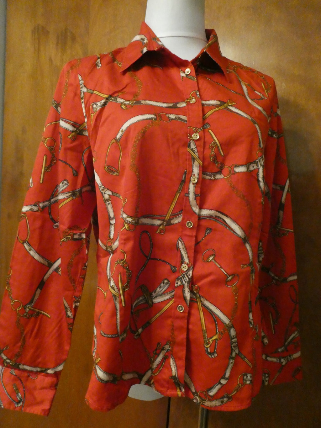 TALBOTS women's red multicolor long sleeveless cotton top size 16P