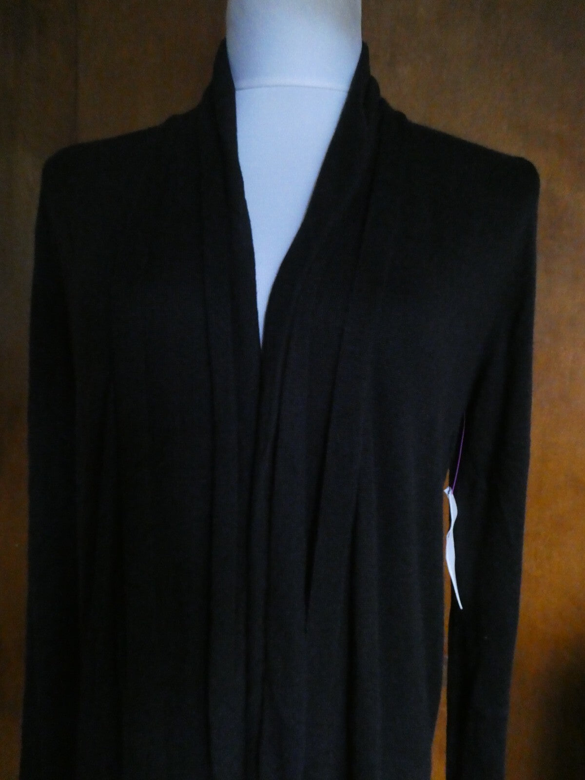 Catherine's Women Black Sheer Open Front Cardigan Long Sleeves Medium