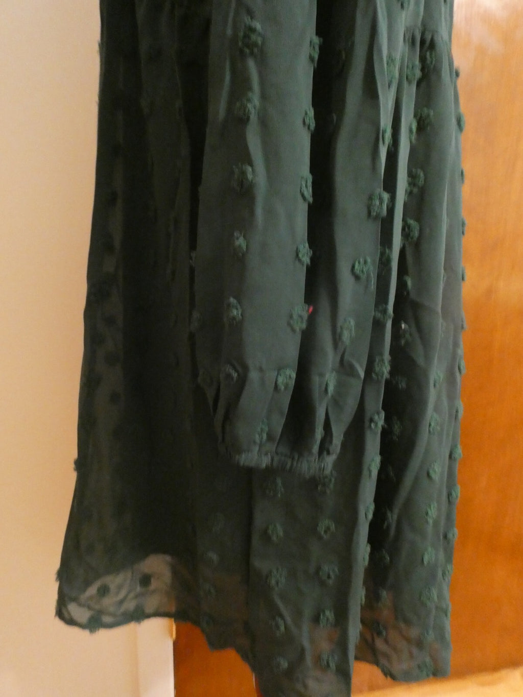 KIRUNDO Women’s Green long Sleeves Mini V Neck Flowy Swiss DOT Babydoll Dress XL